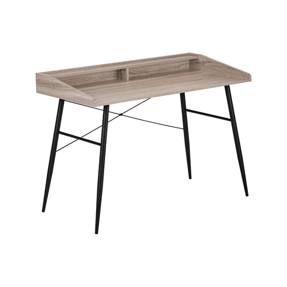 Computer Desk, Home Office, Laptop, Storage Shelves, 48"l, Work, Brown Laminate, Black Metal, Contemporary, Modern