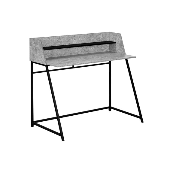 Computer Desk, Home Office, Laptop, Storage Shelves, 48"l, Work, Grey Stone Look Laminate, Black Metal, Contemporary, Modern