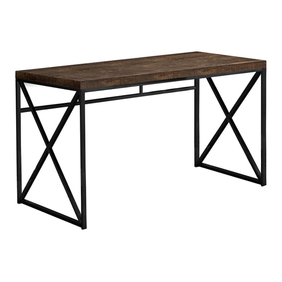Computer Desk, Home Office, Laptop, Work, Brown Laminate, Black Metal, Contemporary, Modern