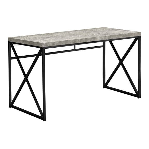 Computer Desk, Home Office, Laptop, Work, Grey Laminate, Black Metal, Contemporary, Modern