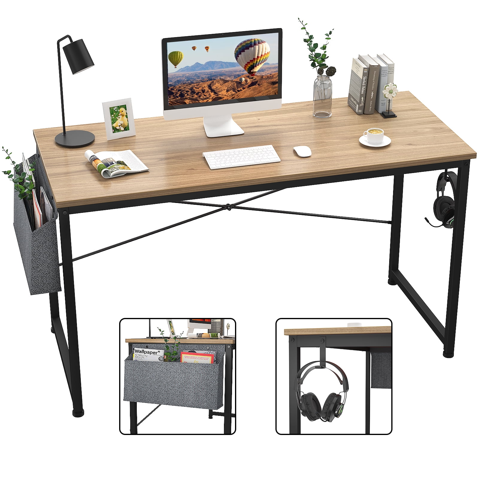 Cubiker Computer Home Office Desk with Drawers, 47 Inch Small Desk Study  Writing Table, Modern Simple PC Desk, Rustic Brown