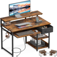 Computer Desk with Keyboard Tray 55 Inch Office Desk with Power Outlet