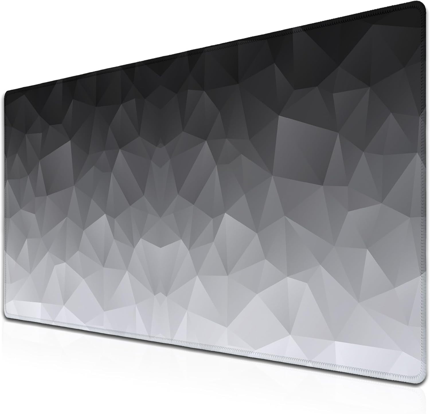 Computer Desk Mat XXL Mousepad Big Mouse Pad Gaming Desk Mats Office Pad Non-Slip Rubber Base Waterproof with Stitched Edges 35.4 X 15.7 for Game Office, White Grey Geometric