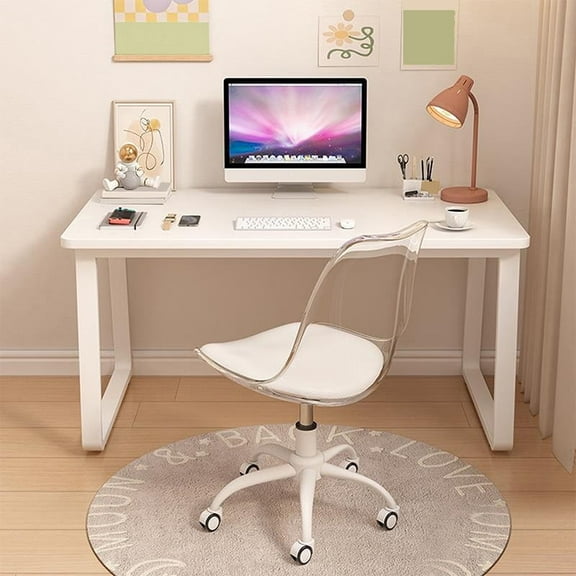 Computer Desk Modern Simple Style Desk for Home Office, 47.2 inch Small Writing Table or Bedroom,White