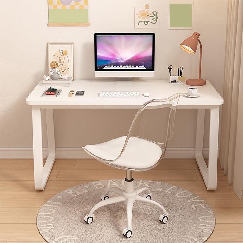 Computer Desk Modern Simple Style Desk for Home Office, 55 inch Small Writing Table or Bedroom,White