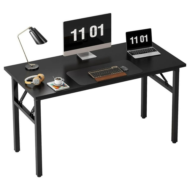 Computer Desk Office Desk 47 inches Folding Table with BIFMA Certification Computer Table Workstation No Install ed, Black Brown