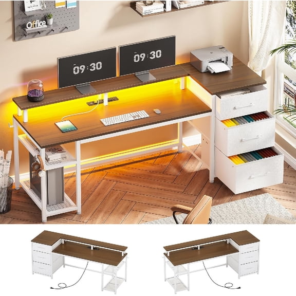 Computer Desk, Office Desk with Lockable Drawers for Legal/Letter File, Gaming Desk , Home Office Desks with Storage