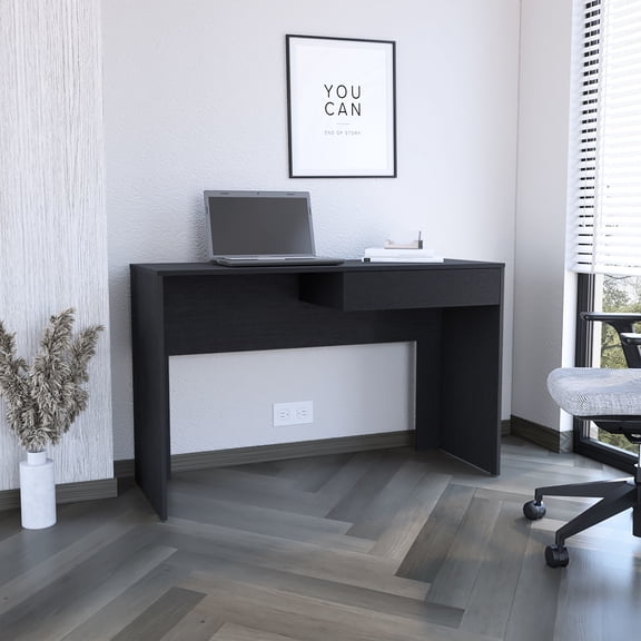 Computer Desk , One Drawer, Black Finish For Study Workspace, Decoration And Organization Space