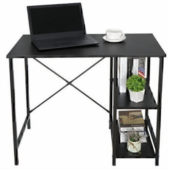 Computer Desk PC Laptop Table Workstation Study Home Office With 2 Tier Shelves