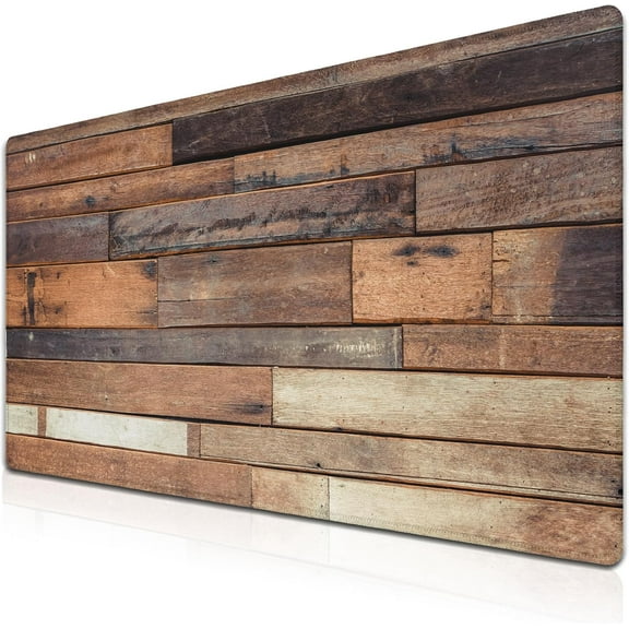Computer Desk Pad Old Wood Plank Background Large Mousepad NonSlip Rubber Base Waterproof with Stitched Edges Ideal for Work, Game, Office, and Home 35.4 x 15.7 inch