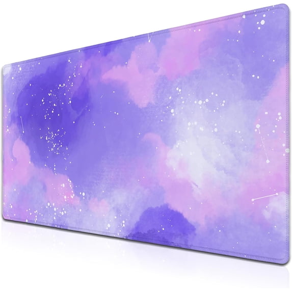 Computer Desk Pads Pink Large Gaming Mousepads Women¡¯s Office Decor Big Mouse Pads Mouse Pad Large Non-Slip Rubber Base 35.4" X 15.7" for Game Office, Cute Stellar in Watercolor