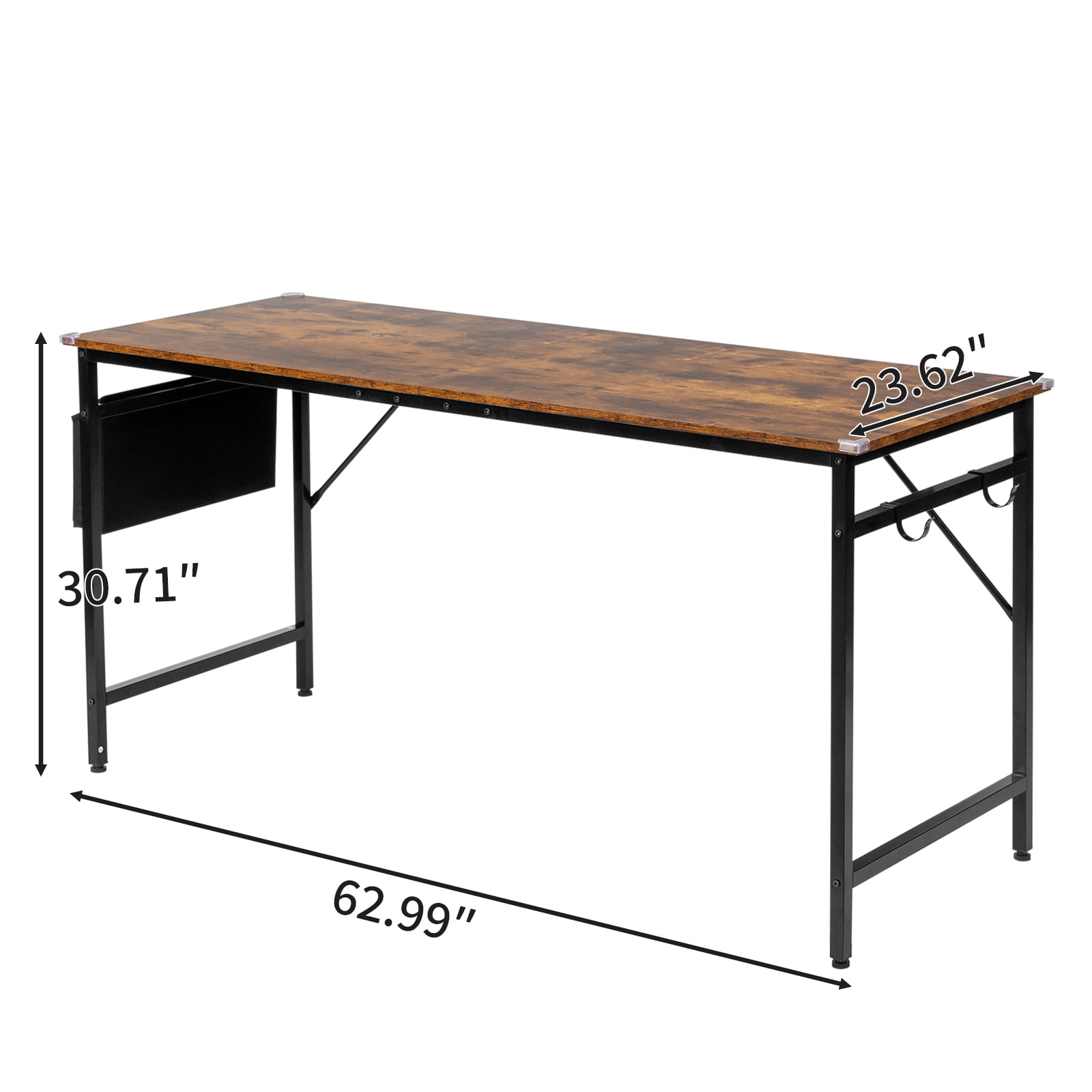 Computer Desk, Particle Board with Under-Desk Storage Shelf, Sturdy Iron Frame, Spacious Desktop for Home Office/Gaming