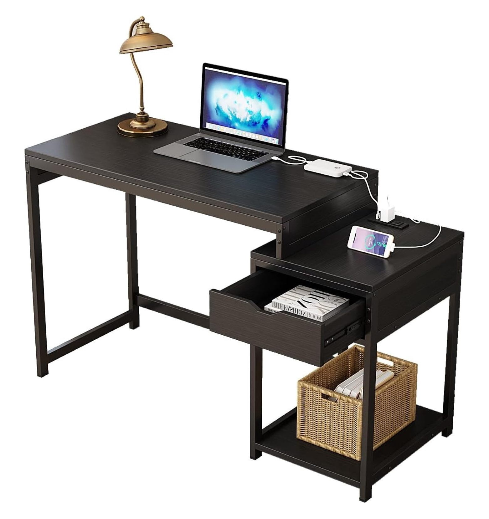 Computer Desk with Power Outlet and USB Charging Port, 51” Computer ...