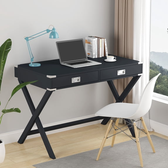 Computer Desk Solid Wood Office Desk With Storage Drawers X-Shaped Support Legs For Home Office 42"Lx23.88"Wx30"H