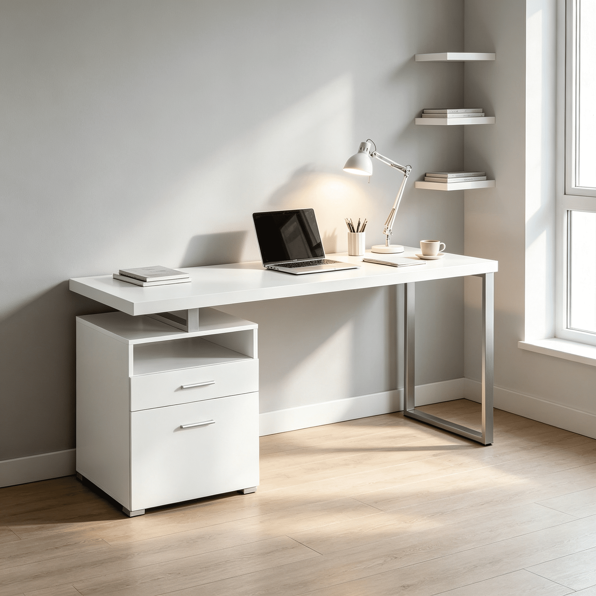Computer Desk with Storage Drawers, 60 in Home Office Desk with ...