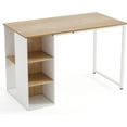 thumbnail image 1 of Computer Desk with Storage, Writing Desk with 5 Open Shelves & Metal Frame, Work Table for Home Office, Study Table for Bedroom, Small Desks for Small Spaces (Natural), 1 of 9