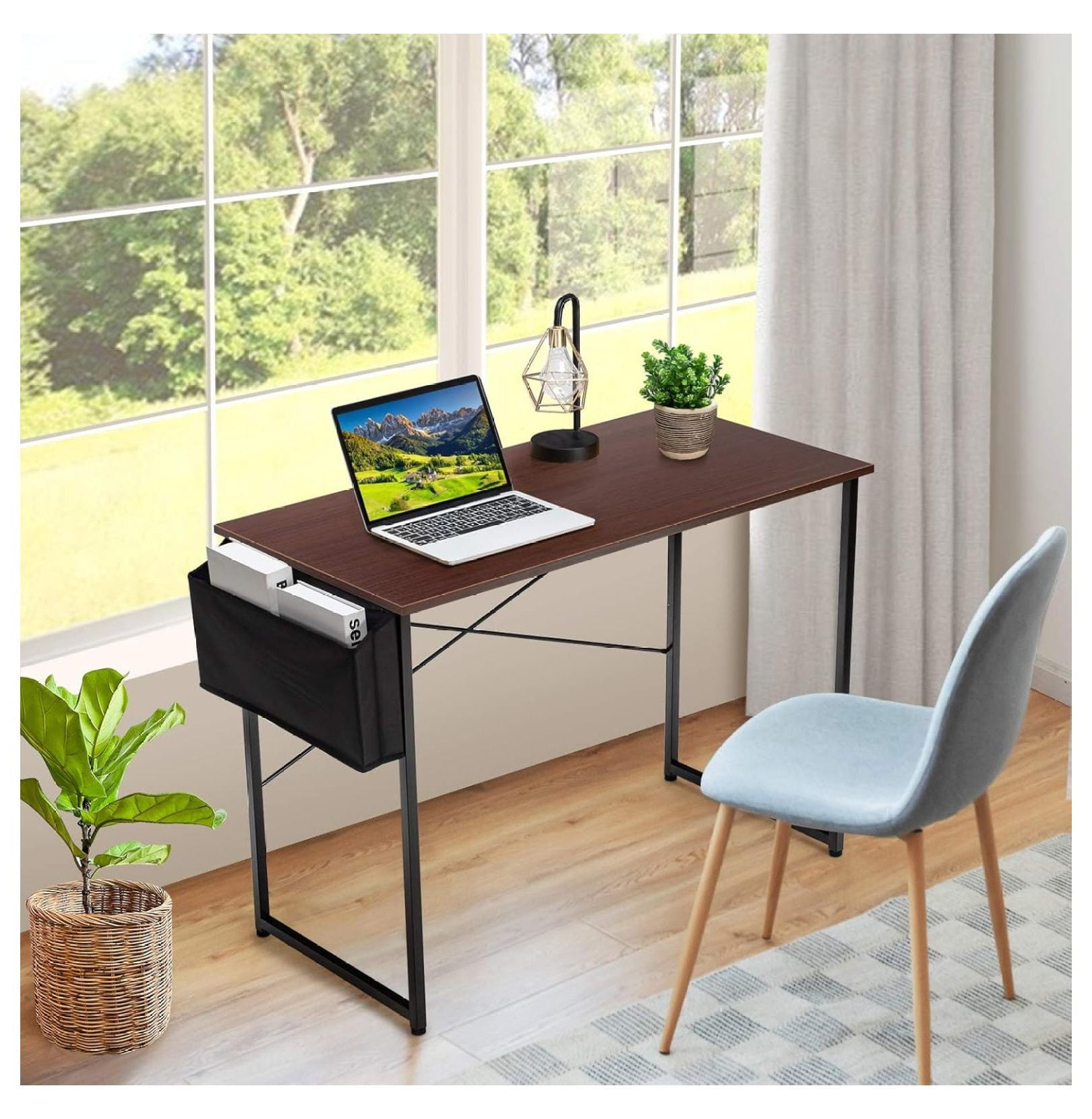 Zenstyle folding computer writing desk wood and metal study desk discount