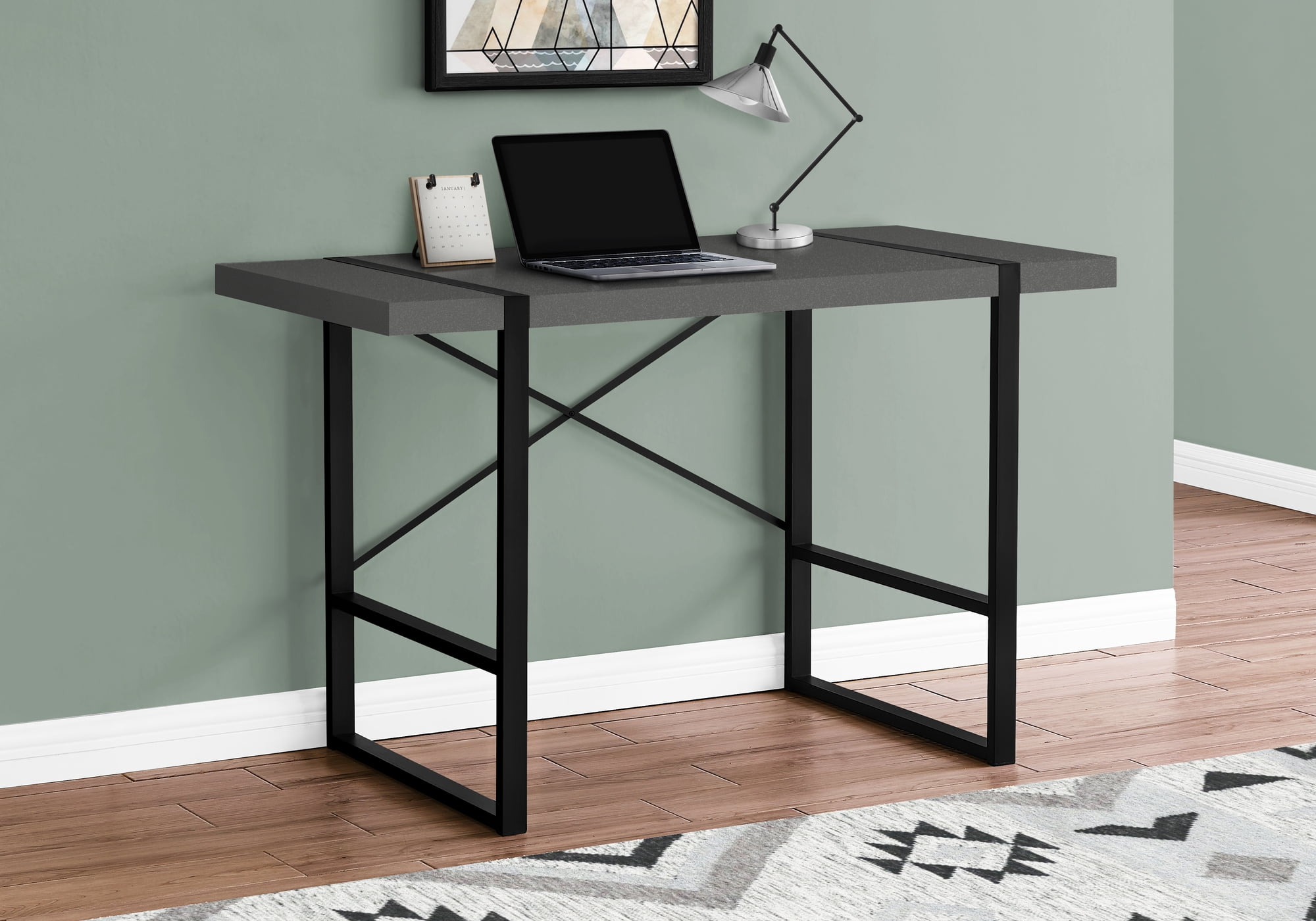 Computer Table Inset Computer Desk - Thick-Panel Desktop / Inset Metal Legs - 48