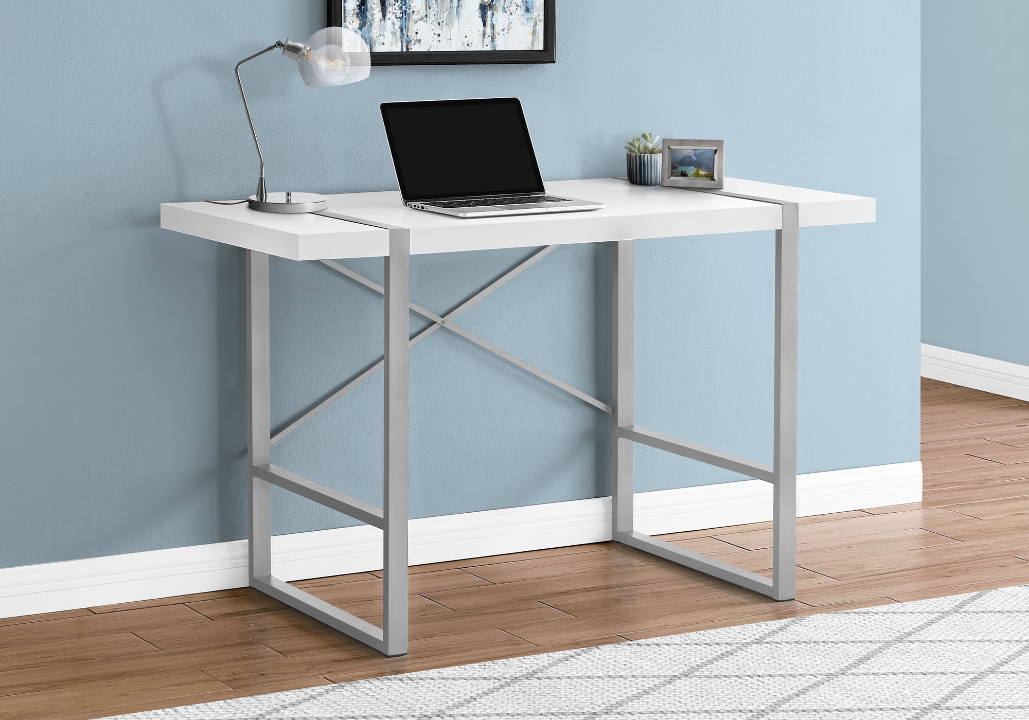 Computer Table Inset Computer Desk - Thick-Panel Desktop / Inset Metal Legs - 48