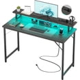 thumbnail image 1 of Computer Desk with USB Power Outlets and LED Lights, 47 inch Gaming Desk with Monitor Stand for Small Space Home Office, Modern Simple Study Writing Table PC Desks,Black Oak, 1 of 14
