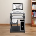 thumbnail image 1 of Computer Desk W/ Keyboard Tray 360° Swivel Wheels 4 Tiers Height Adjustable, 1 of 14