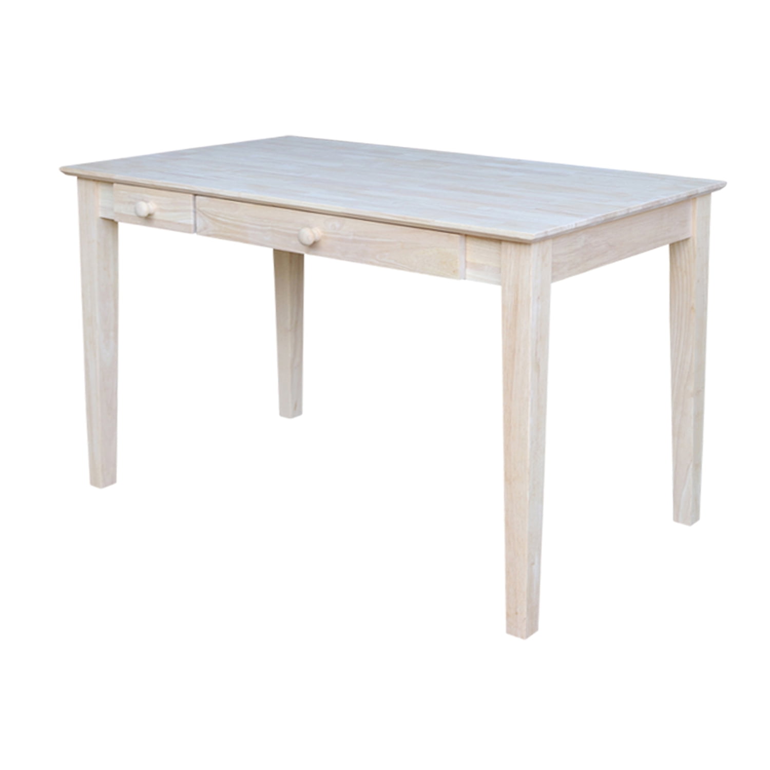 Natural Wood Rectangular Desk with Flip Down Drawer