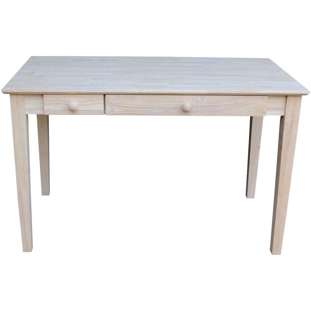 Natural Wood Rectangular Desk with Flip Down Drawer