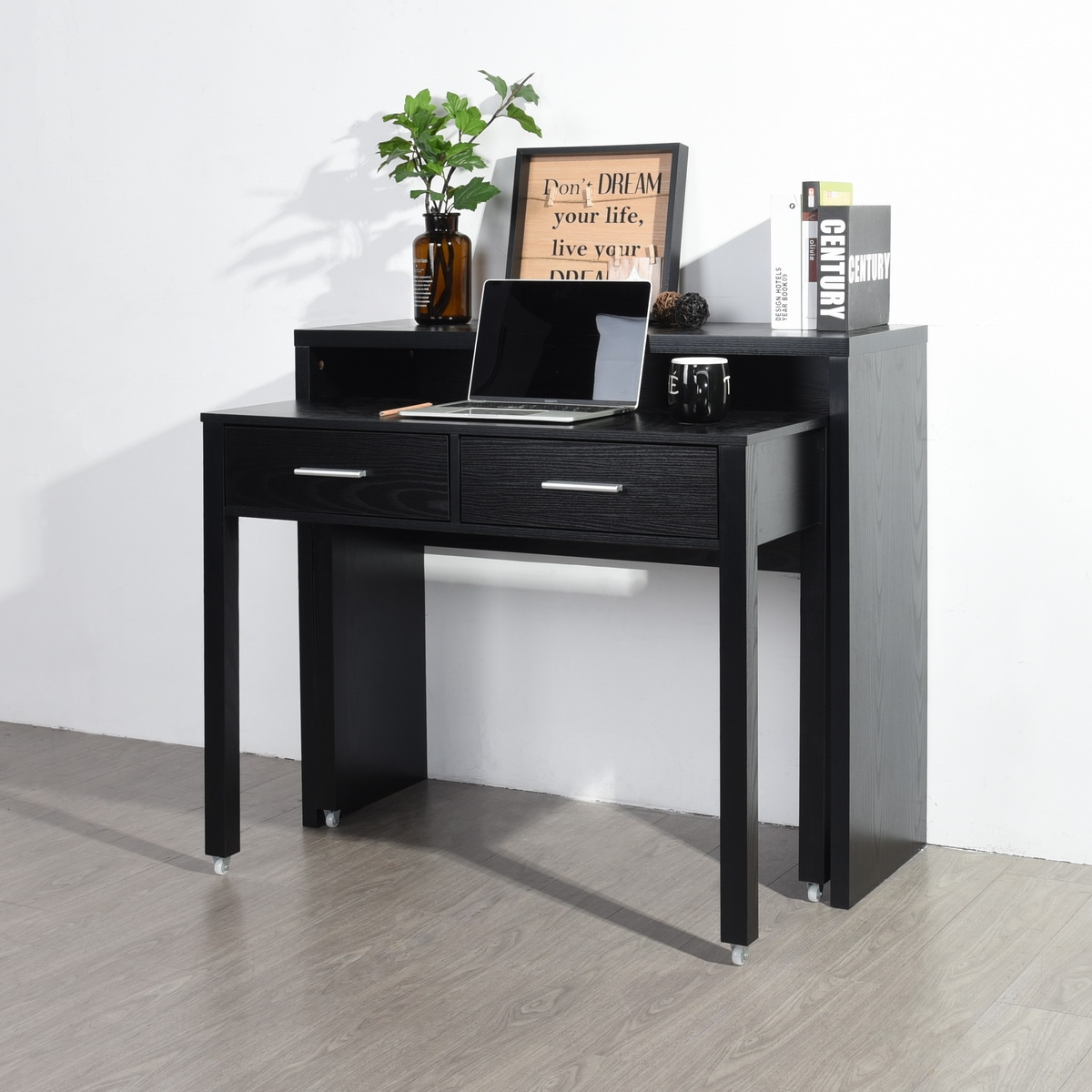 Computer Desk, Writing Desk Console Table with 2 Separate Desk, Pull