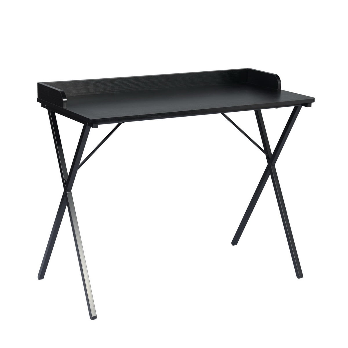 Computer Desk, X-Shaped Metal Legs Gaming Desk with Pegboard & Raised Baffle, Glossy MDF Workstation for Home Office Study