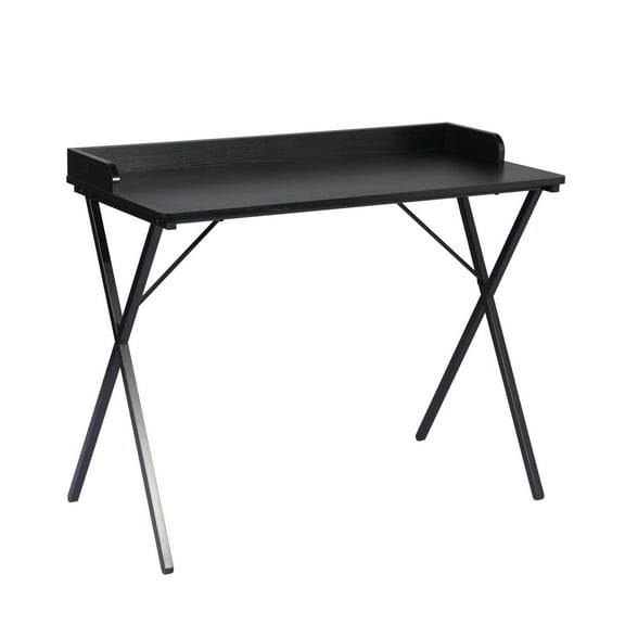 Computer Desk, X-Shaped Metal Legs Gaming Desk with Pegboard & Raised Baffle, Glossy MDF Workstation for Home Office Study