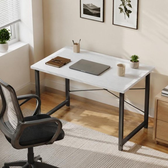 Computer Desk, X-shaped reinforced, modern study work table, simple writing desk for home office, bedroom