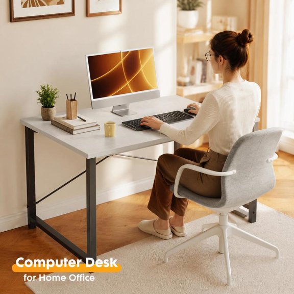 Computer Desk, X-shaped reinforced structure, modern design, suitable for home office, bedroom study and writing use