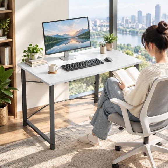 Computer Desk, X-shaped reinforced structure, modern simple design, suitable for home office, bedroom study and writing use