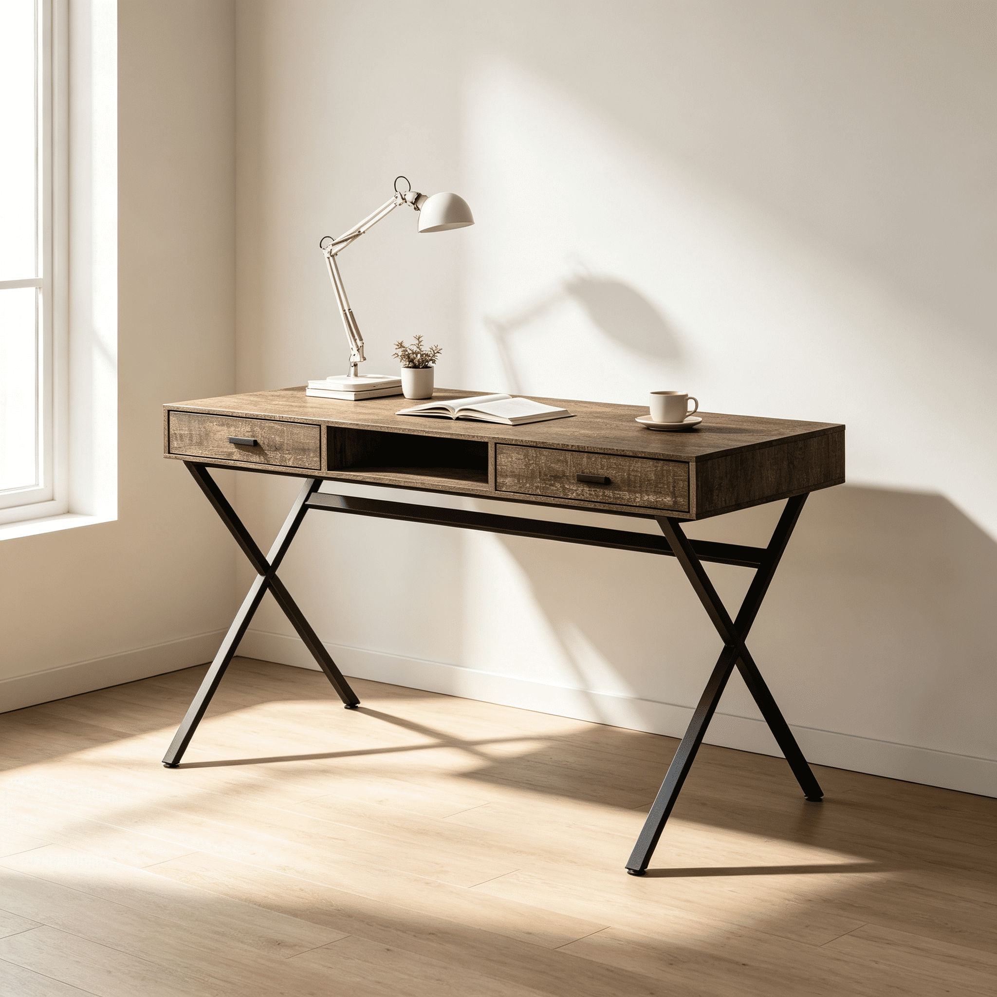 Computer Desk with 2 Storage Drawers and Open Shelf, 47 in Home Office ...