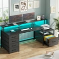 thumbnail image 1 of SEDETA Gaming Desk with 5 Drawer, Power Outlet & Led Lights, 66" Home Office Desk with File Drawer, Storage, Monitor Shelf, Computer Desk, Black, 1 of 8