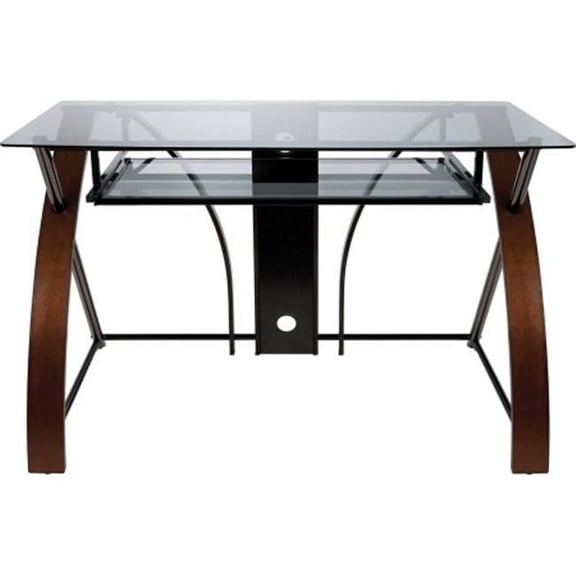 Computer Desk with Curved Wood