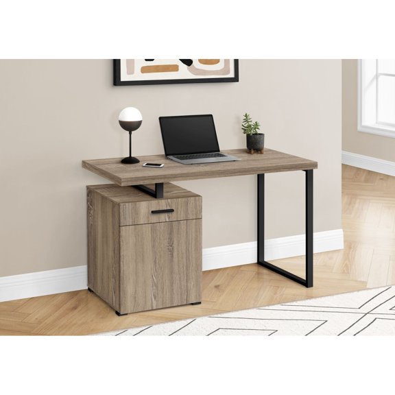 Computer Desk with Drawer and Storage Compartment, Reversible Left or Right Setup, 47.25 in Floating Desktop, Home Office Workstation