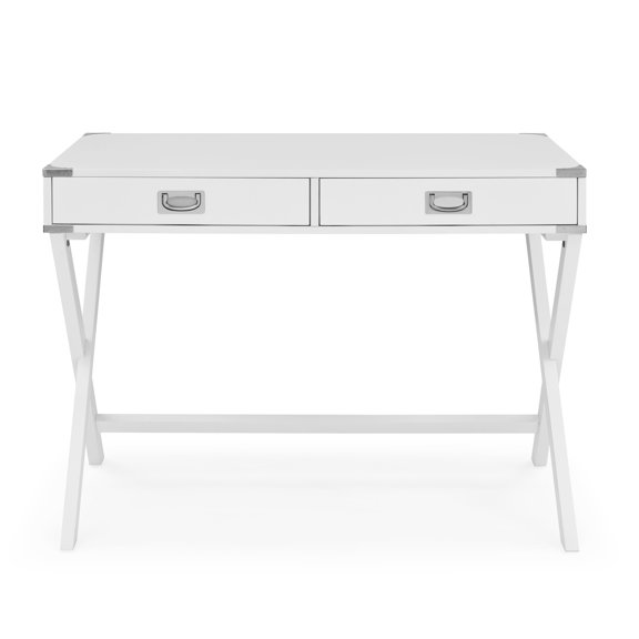 Computer Desk with Drawers, 42 inch Home Office Desk with Solid Wood Legs Modern Work Study Writing Table Desk for Home, Office Small Spaces