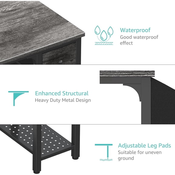 Computer Desk with Fabric Drawers, 40 Inch Gaming Desk for Small Space Home Office, Modern Simple Study Writing Table PC Desks for Bedroom, Gray