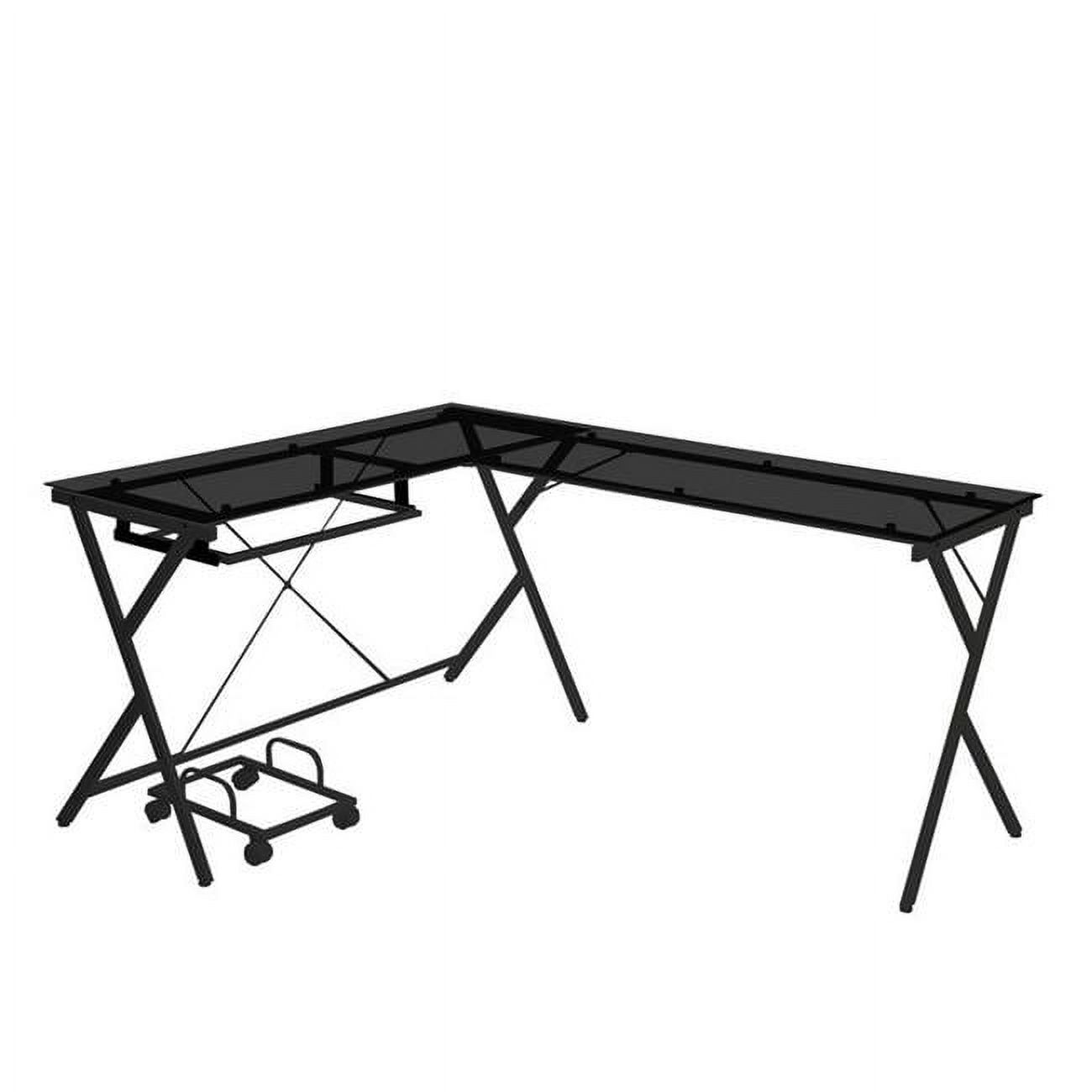 Computer Desk with Glass Top & CPU Holder, Black - Walmart.com