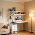 Computer Desk with Hutch, Drawers and Storage Shelves for Home Office ...