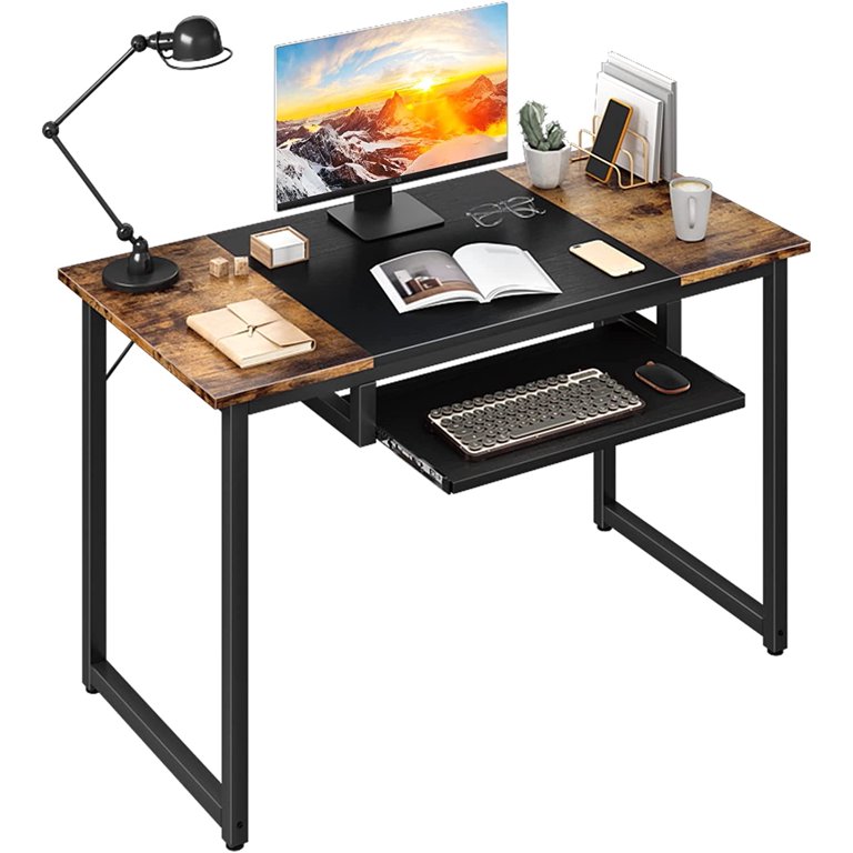 48 inch Computer Desk with Keyboard Tray, Modern Home Office Desk with  Shelf & Drawers, Study Desk for Student, Rustic Brown