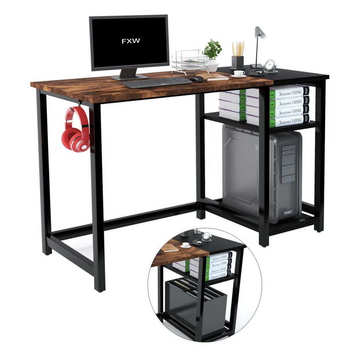 Computer Desk with Shelves,FXW 47 Inch Home Computer Desk - Walmart.com