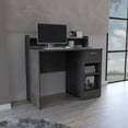 thumbnail image 1 of Computer Desk with Top Open Shelf, 1-Drawer and 2-Storage Shelves, Smokey Oak, 1 of 7