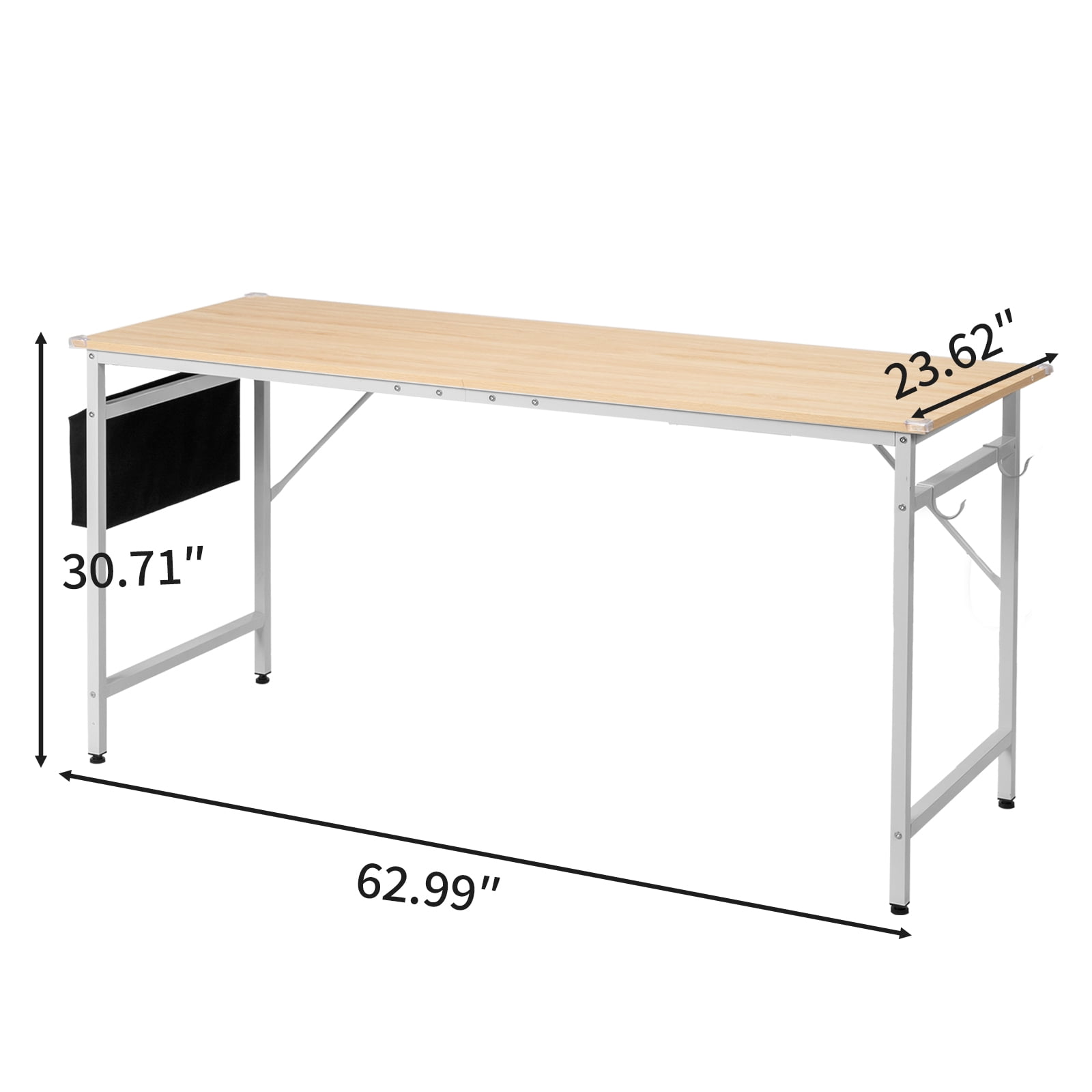 Computer Desk with Warm Oak Finish, P2 Particle Board, Under-Desk Storage Shelf, Sturdy Iron Frame for Home Office/Gaming