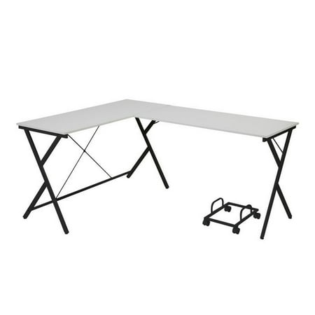 Computer Desk with X Metal Accent and CPU Holder, Gray - Saltoro Sherpi