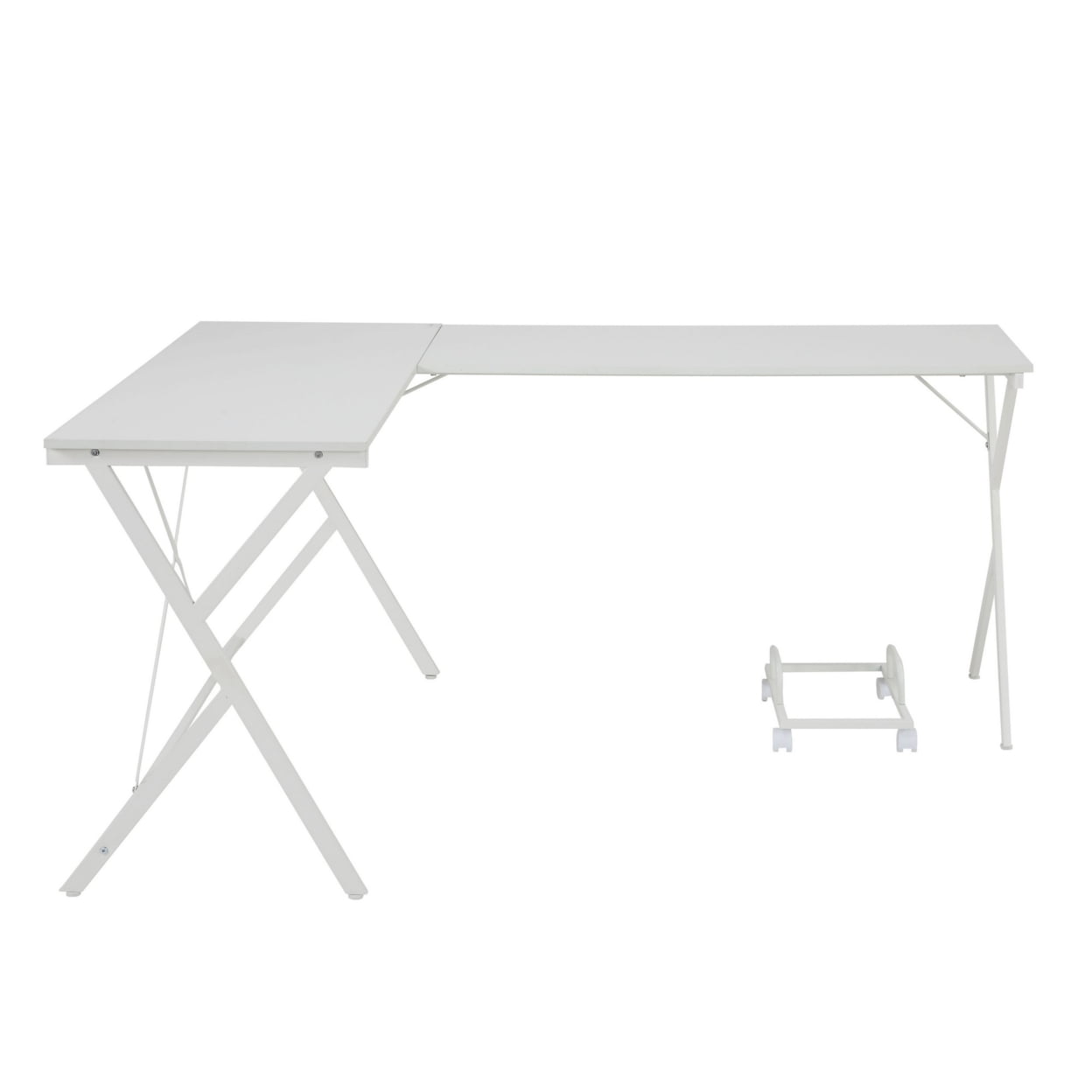 Computer Desk with X Metal Accent and CPU Holder, White Saltoro Sherpi