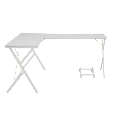 Computer Desk with X Metal Accent and CPU Holder, White - Saltoro Sherpi