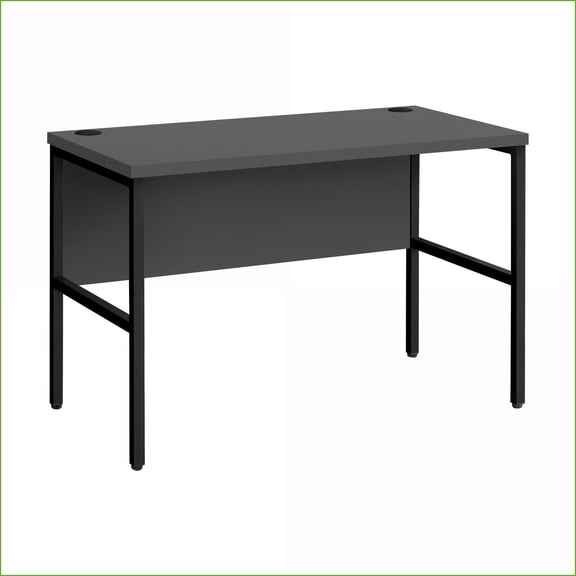 Computer Desks 48'' Modern Commercial Grade Grey Laminate Top Black Metal Legs with Cable Management | Grey | Particle Board
