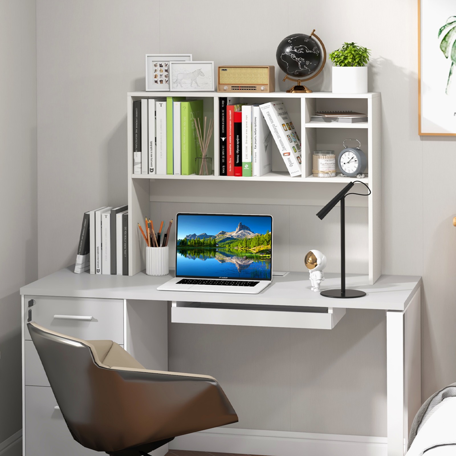 Computer Desktop Bookcase Countertop Storage Bookshelf Organizer w/4 ...